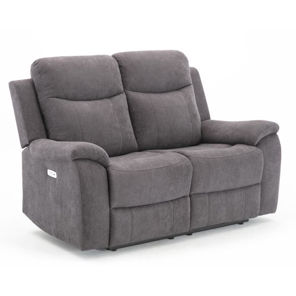 Recliner sofa MILO 2-seater with electric mechanism, grey