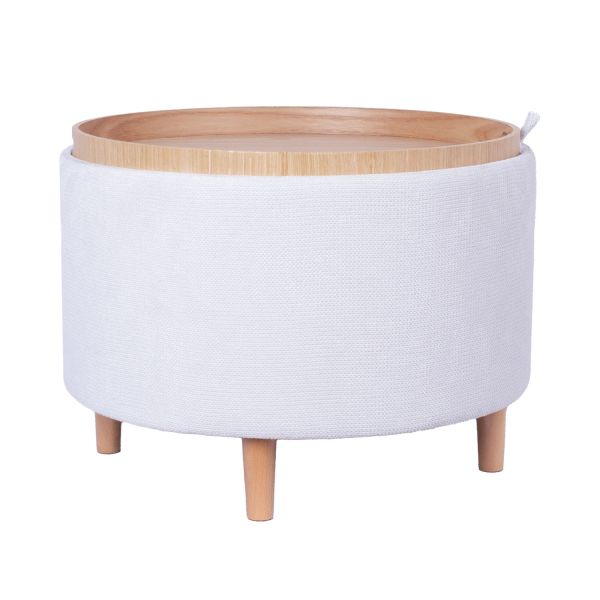 Tumba/laud HIRO D56xH42,5cm, valge, panipaigaga