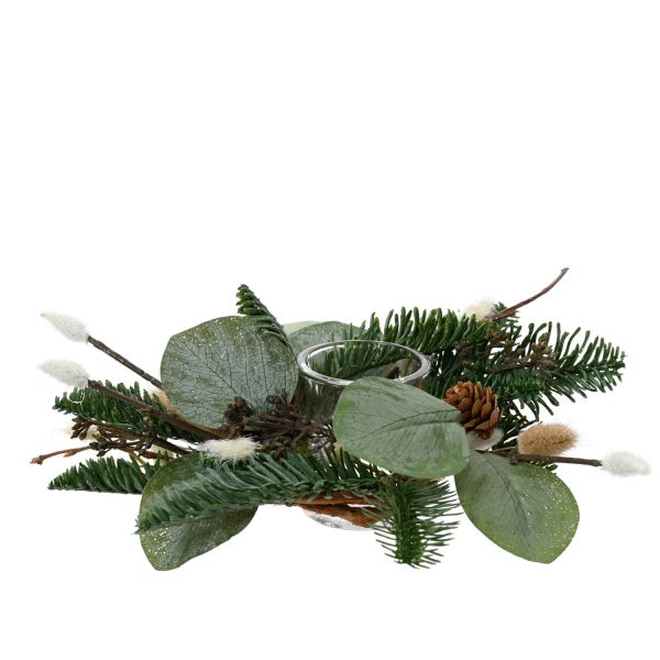 Küünlahoidja SHINE LEAF D20cm, käbid