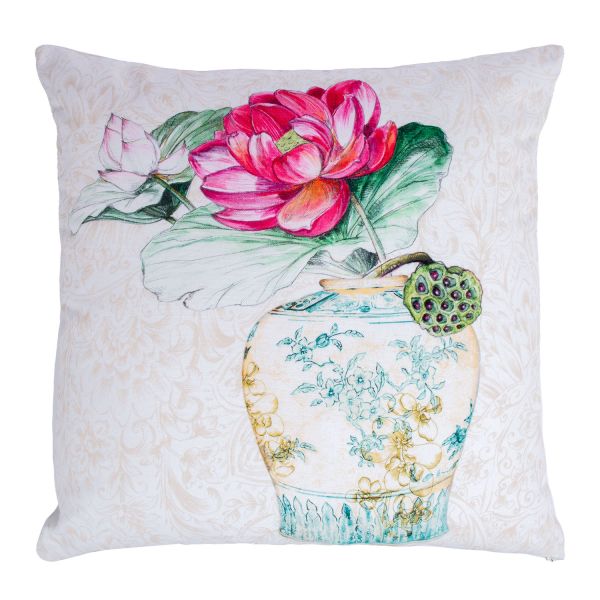 Cushion CASILDA 50x50cm, lotus flower with vase