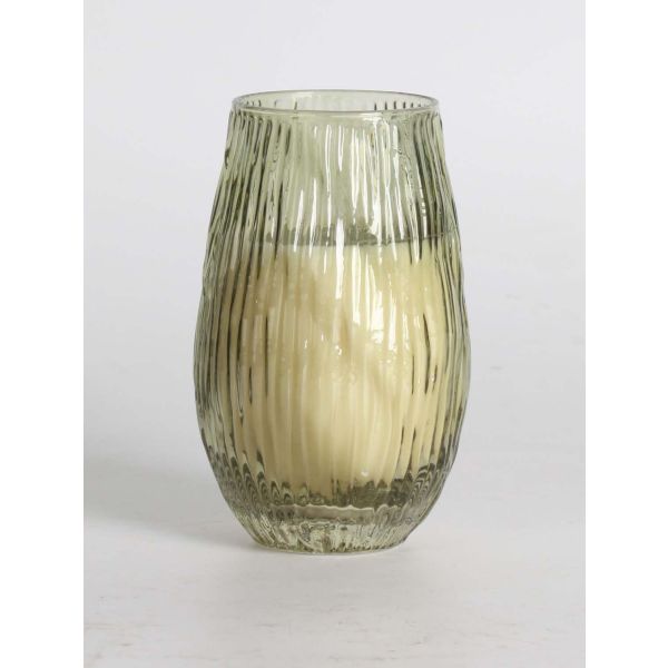 Scented candle in glass NATURE GREEN H13,5cm, Tranquil Summer
