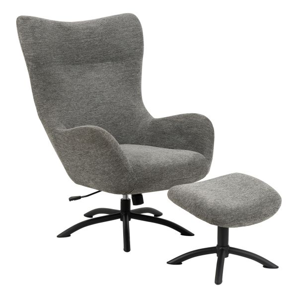 Armchair TALGARTH recliner with footstool, grey