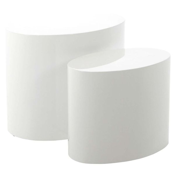 Coffee tables 2pcs MICE 48x33xH40cm, 40x24,5xH33cm, white