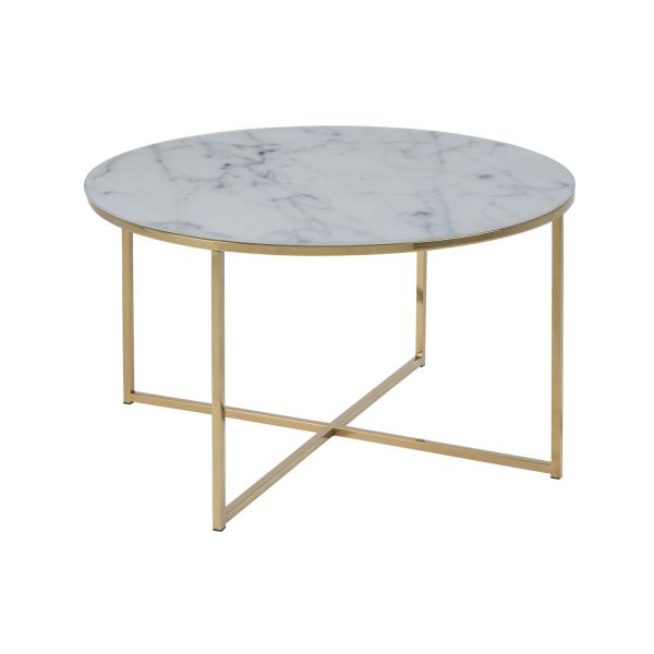 Coffee table ALISMA D80xH45cm, white/golden