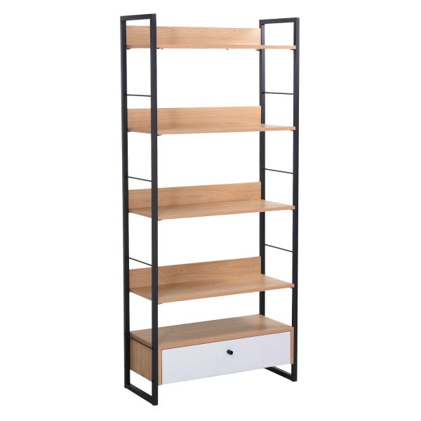 Riiul STUDY 70x30xH159cm, tamm/valge