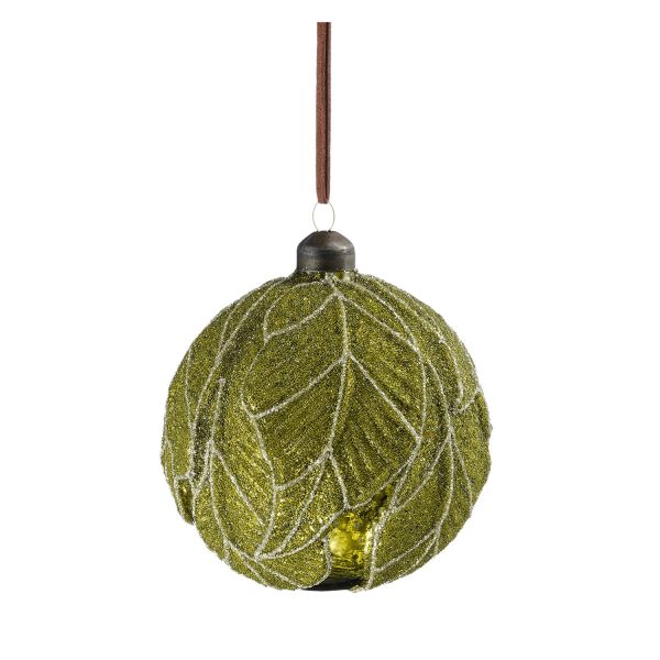 Jõuluehe GLOW LEAF D10cm, roheline klaas