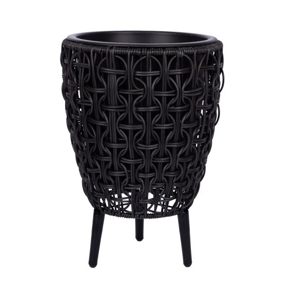Planter WICKER 28x28xH42cm, black
