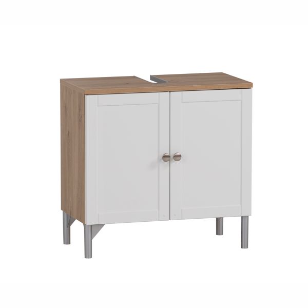 Washbasin cabinet JESPER 50x40xH57cm, white/oak