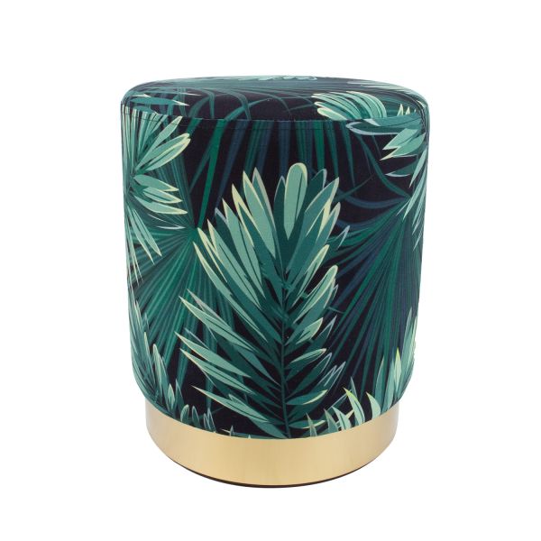 Ottoman LA PERLA D35xH42cm, green leaves