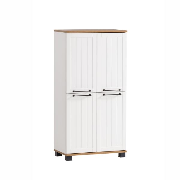 Bathroom cabinet JELDA 60x33xH117cm, oak/matte white