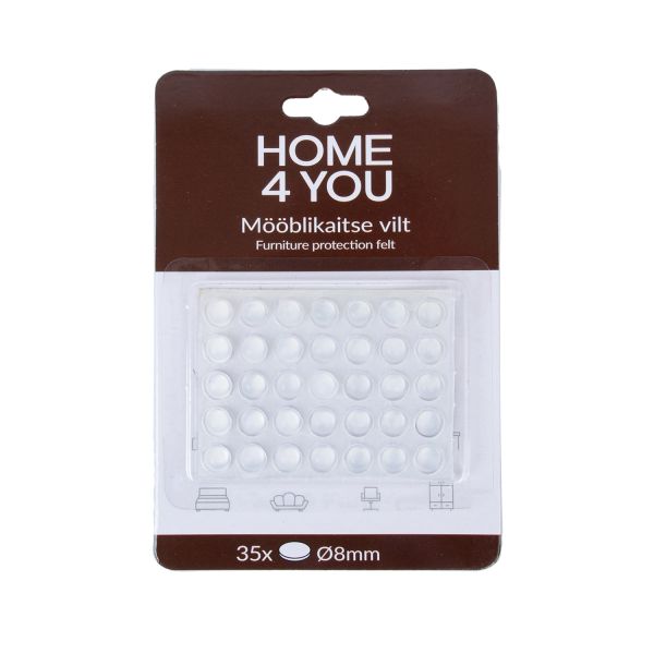 Мебельные накладки для защиты пола D8мм x 35шт, прозрачный, силиконовые
