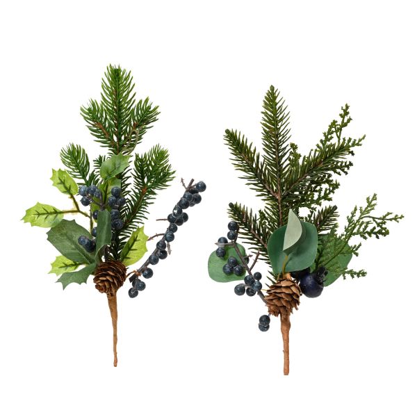 Branch WISH CONE H24cm, berries, cones