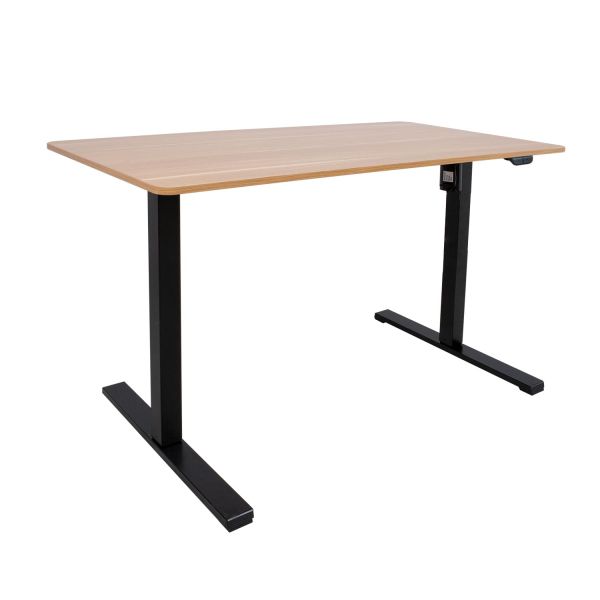 Töölaud ERGO OPTIMAL 1-mootoriga 140x70xH71-116cm, hikkoripuu/must