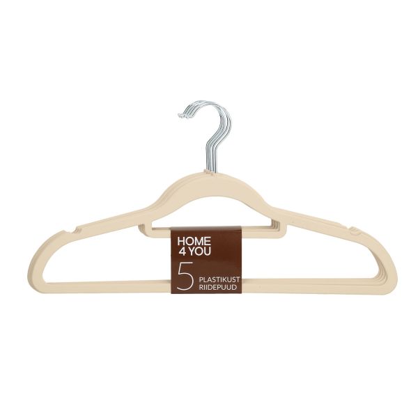 Hangers 5 pcs, beige, non-slip