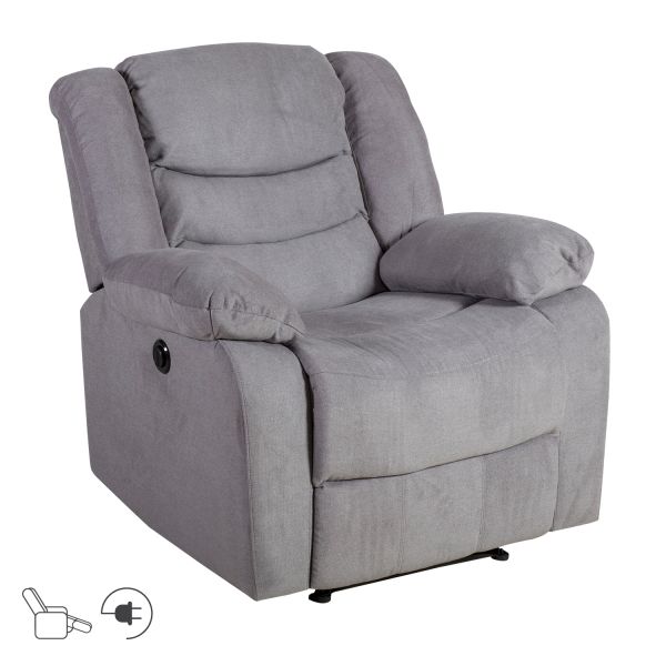 Recliner armchair CYRUS with electric mechanism, grey