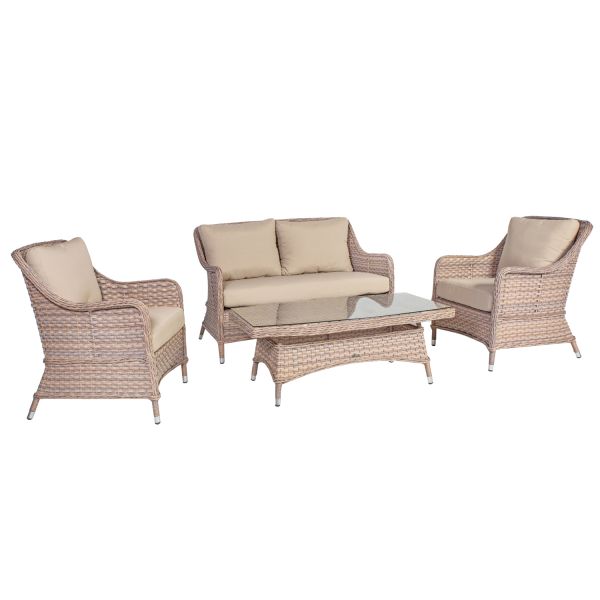 Garden furniture set EDEN table, sofa and 2 chairs, beige