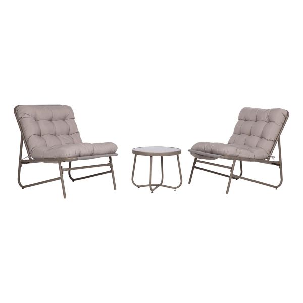 Aiamööblikomplekt JIVE laud ja 2 tooli, taupe