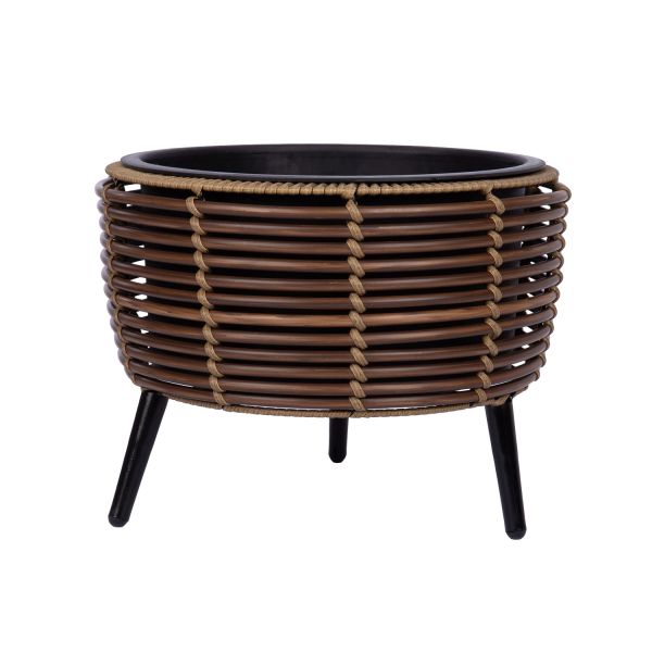 Planter WICKER 36x36xH27cm, brown