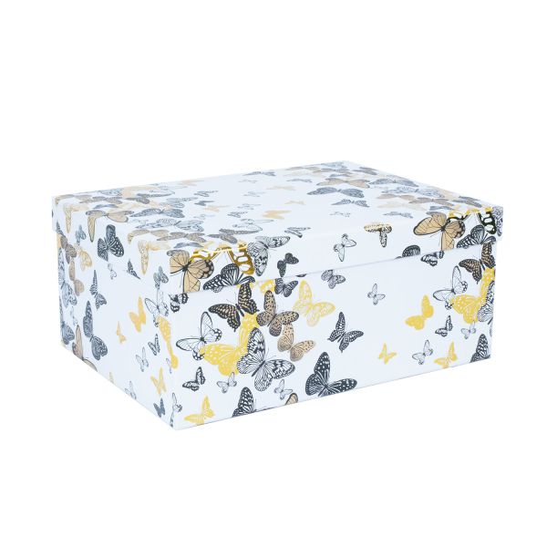 Box DIANA-1, with a lid 37,5x29xH16cm, white/butterfly