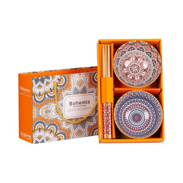 Komplekt BOHEMIA 2-kaussi ja söögipulgad, värviline