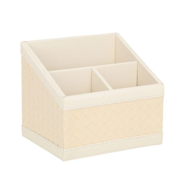 Pen holder WILMA 15.5x12.5x13.5cm, white