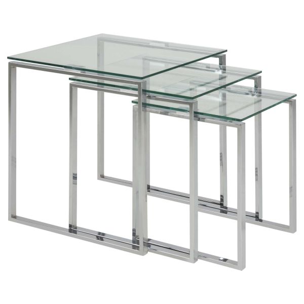 Coffee tables 3pcs KATRINE 36x36xH45cm, 43x43xH50cm, 50x50xH55cm, glass