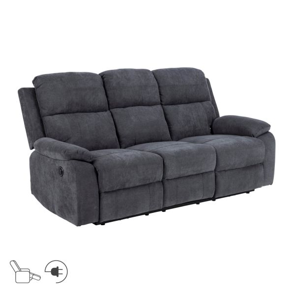 Diivan MORA 3-kohaline recliner, tumehall