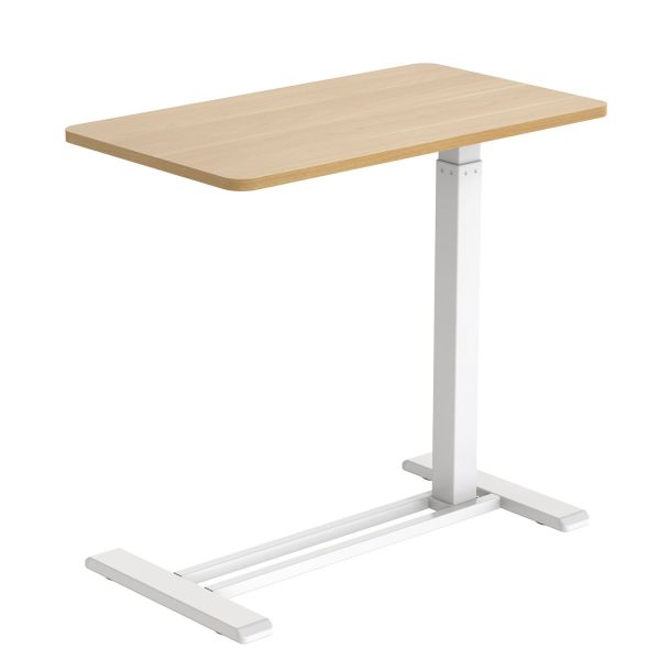 Töölaud ERGO ühe jalaga 70x40xH66-106cm, manuaalne, tamm/valge