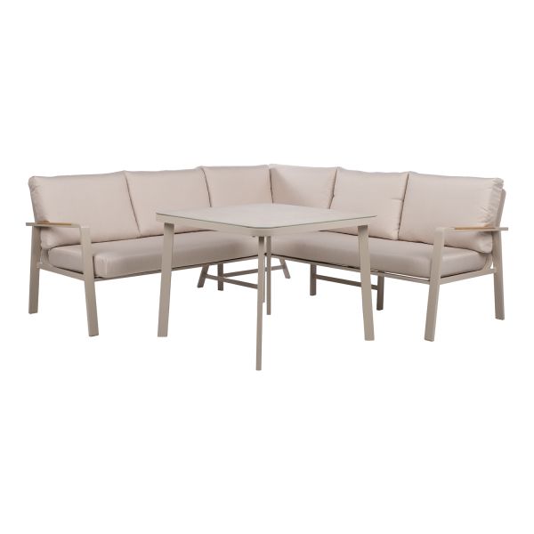 Garden furniture set UPLAND table and corner sofa, beige