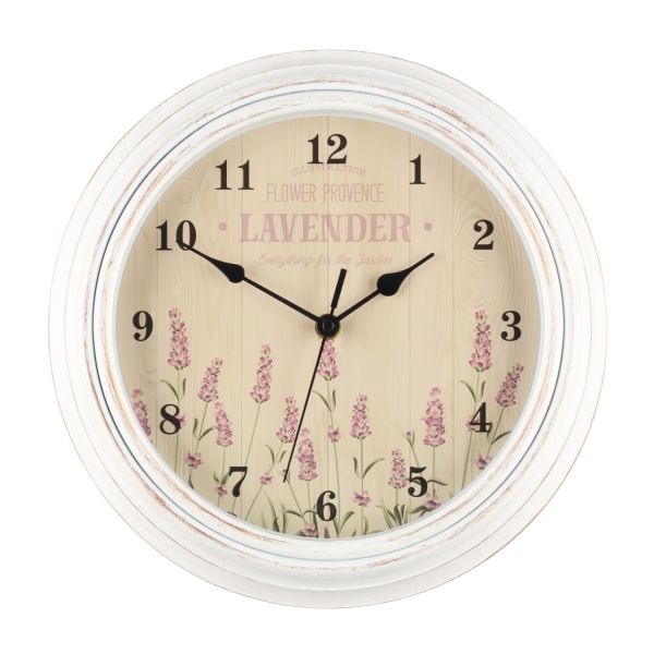 Wall clock LAVENDEL D30cm, white