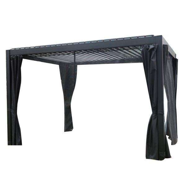 Gazebo MIRADOR-111 3x4m with curtains, dark grey