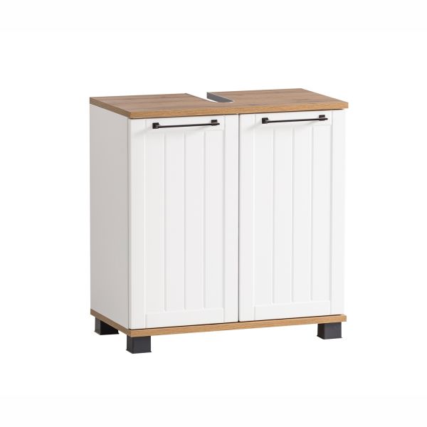 Washbasin cabinet JELDA 60x33xH62cm, oak/matte white