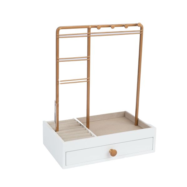 Jewelry stand LARA H26cm, with a drawer, white