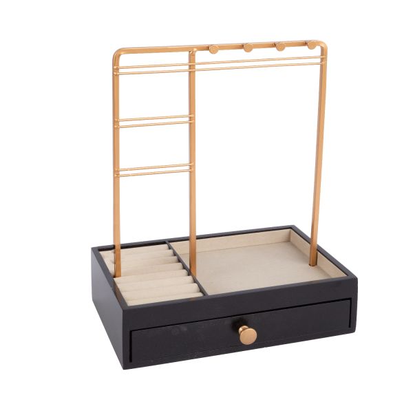 Jewelry stand LARA, with a drawer, black