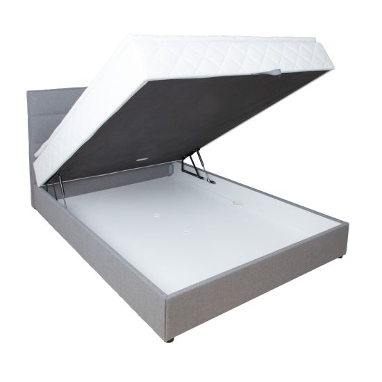 Continental bed LEVI 140x200cm, with mattress, grey