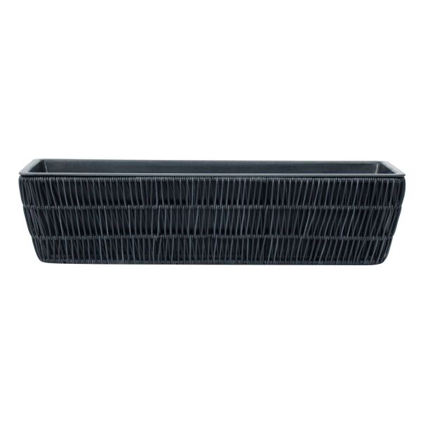 Lillekast WICKER 60x19xH15cm, must