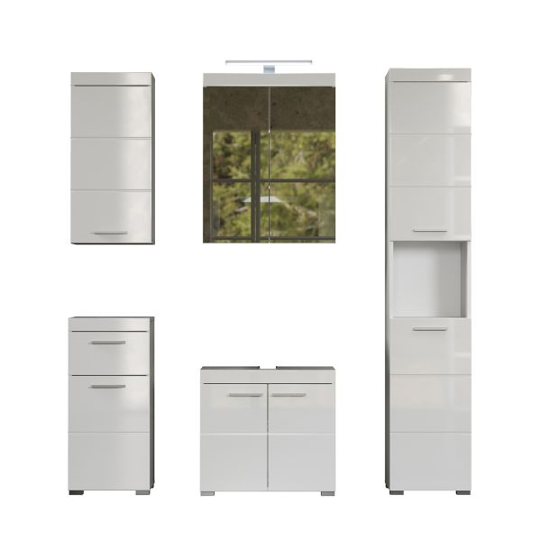 Vannitoamööbli komplekt AMANDA valge kõrgläige/valge, LED