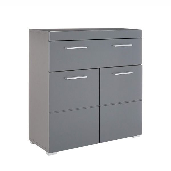 Bathroom cabinet AMANDA 73x31xH79cm, grey gloss/grey