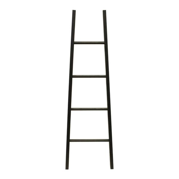Декоративная лестница 155x31/48cм, чёрная, деревянная