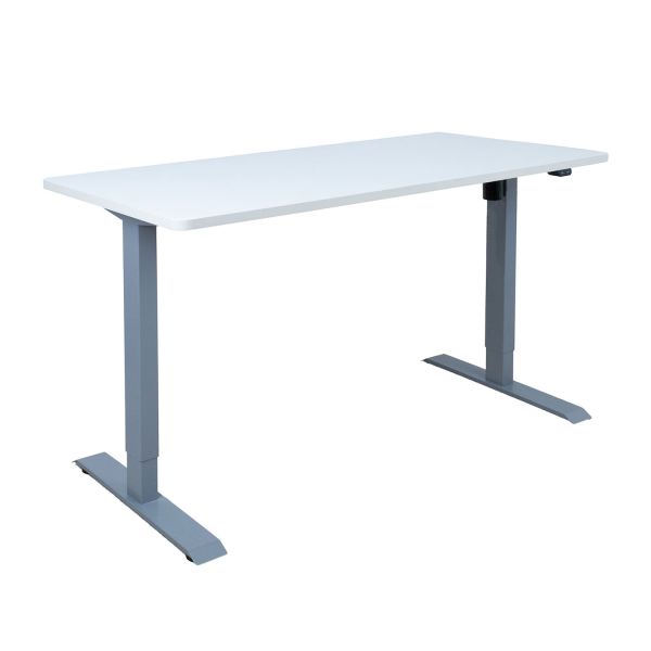 Письменный стол ERGO с 1 мотором 140x70xH71-121см, белый/серебристо-серый