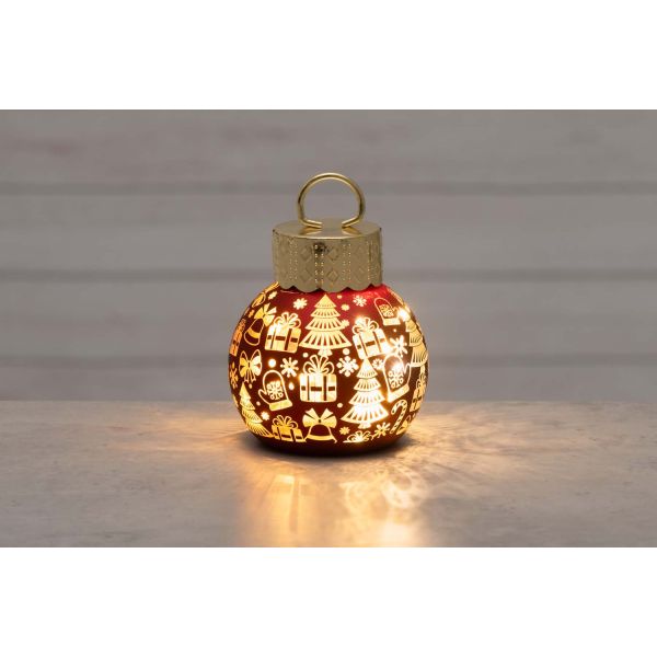 LED-valgusti BAUBLE H10cm punane, taimer 6h