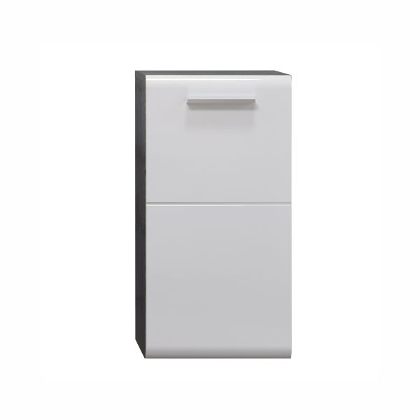 Bathroom cabinet RIVA 37x34xH68cm, white high gloss/smoke grey