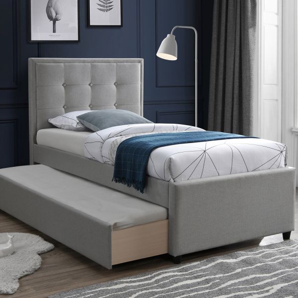 Bed OSWALDO 90x200cm, with mattress HARMONY UNO, platinum grey