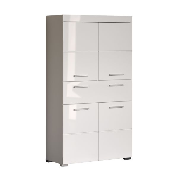 Bathroom cabinet AMANDA 73x31xH132cm, white high gloss/white