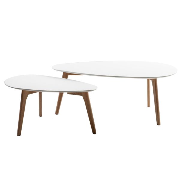 Coffee tables HELENA 2pcs set 70x35xH35cm, 100x50xH40cm, white