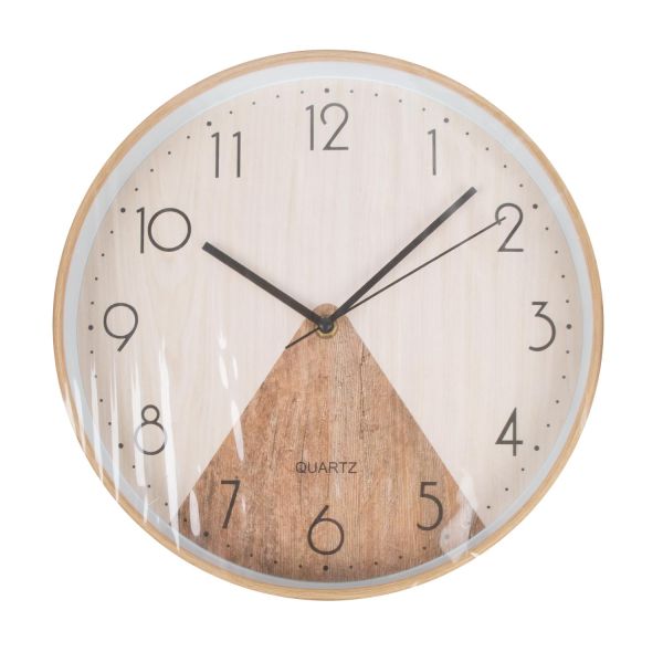 Wall clock WOODY D34cm, wood triangle