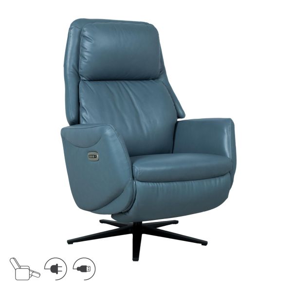 Tugitool DAMIANO elektriline recliner, sinine nahk
