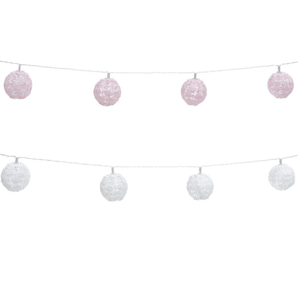 LED-шарики FINNLUMOR 10LED D6см, длина 165см, белый / розовый