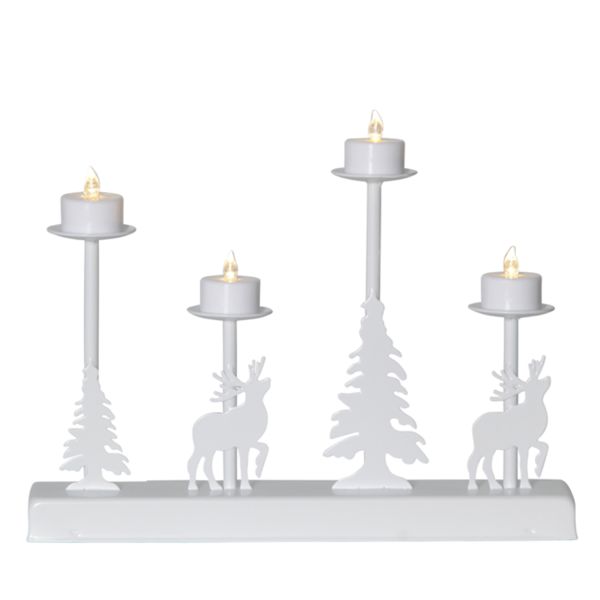 Подсвечник WALDER H25см, LED-свечи 4шт, белый