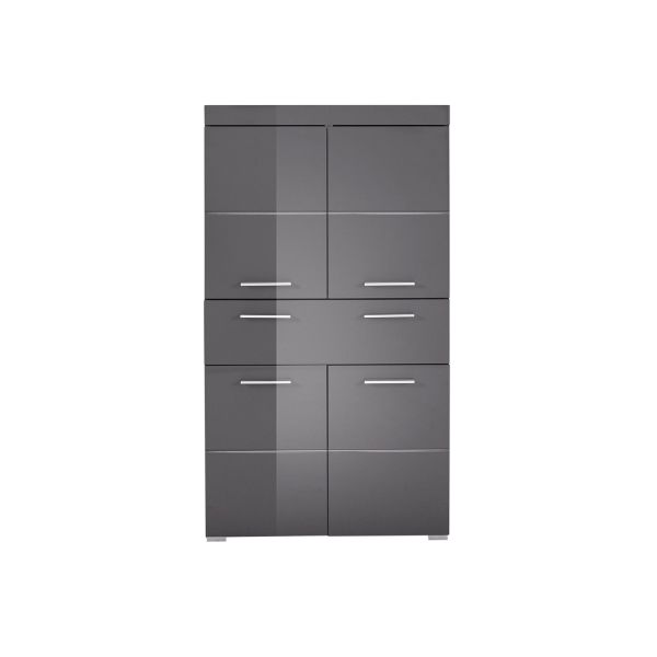 Bathroom cabinet AMANDA 73x31xH132cm, grey high gloss/grey